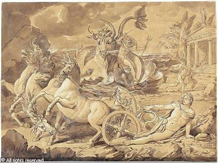 Homossexualidade na Grécia Antiga - Hipólito sendo arrastado por seus cavalos aterrorizados por um monstro