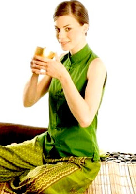 Woman Drinking Green Tea