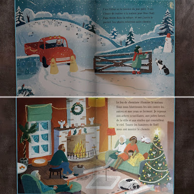 Les lumières de Noël livre pour enfant sur l'ambiance et la nature en hiver au Pôle Nord, de belles illustrations de Symons et Rabei Editions Kimane