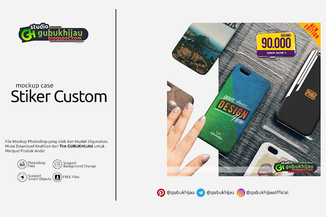 Mockup Stiker Custom Case By Gubuk HIjau