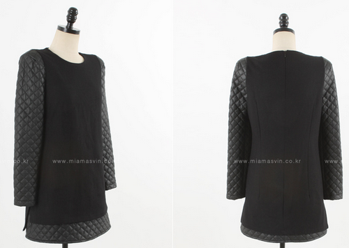 Black Padded Quilted Dress