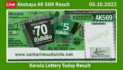 Kerala Lottery Today Result 05.10.2022 Akshaya AK 569
