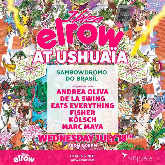 Elrow Ushuaia, elrow, ushuaia, ibiza, hotel, eventos, música, música electrónica, house, tech house, deep house, techno, line up