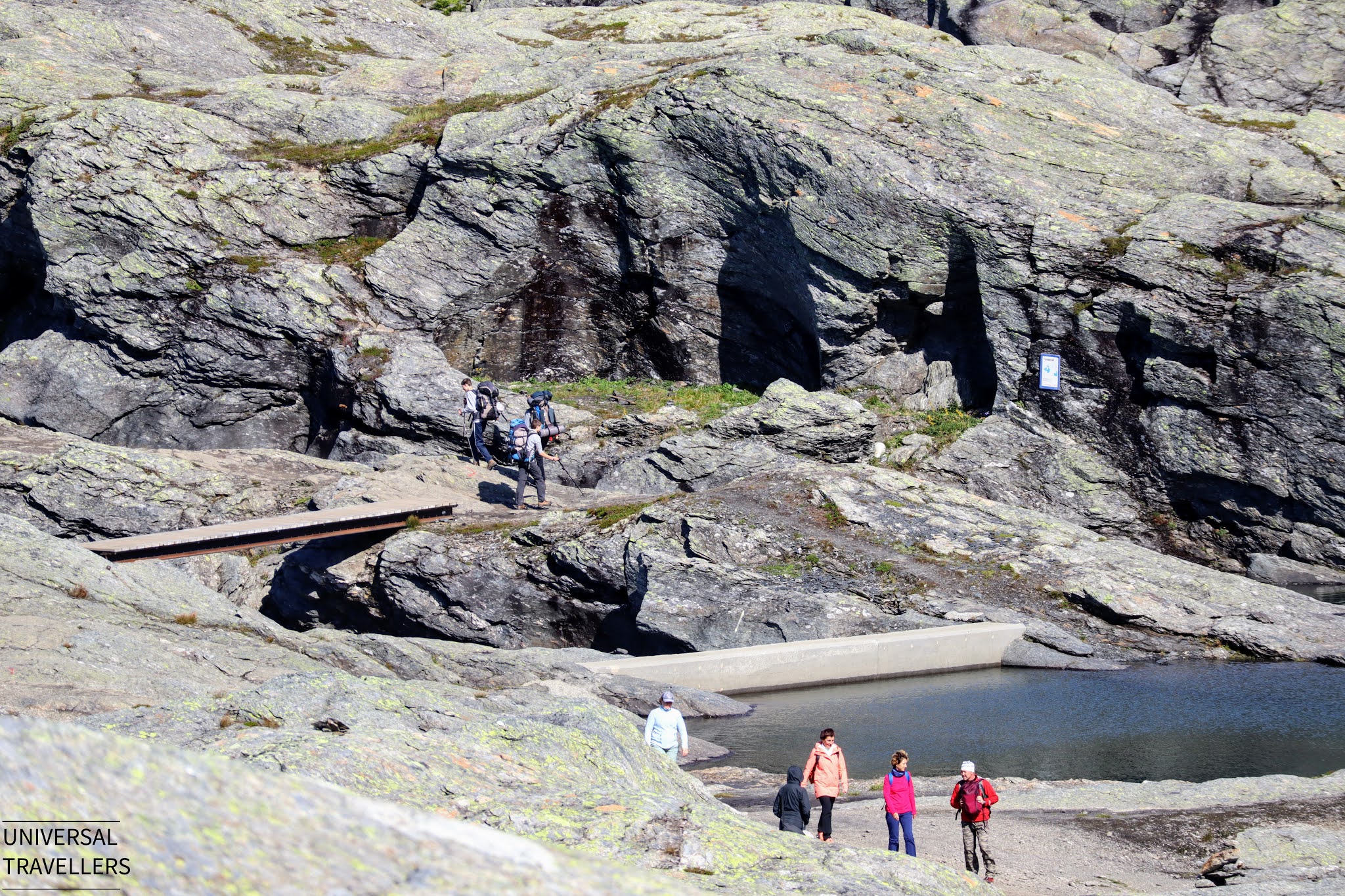 Along the way to Trolltunga Cliff aided with wooden bridges to pass the water streams