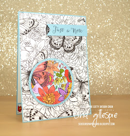 scissorspapercard, Stampin' Up!, CASEing The Catty, Soft Sayings, Botanical Butterfly DSP, Stampin' Blends, Spotlight Technique