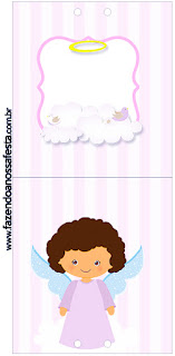 Brunette Angel Girl, Free Printable for Lollipops. 