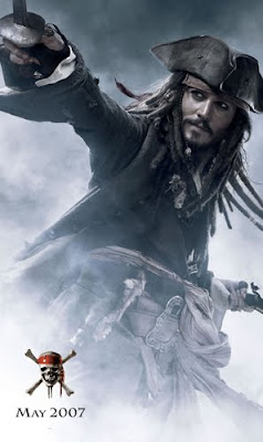 Johnny Depp As Captain Jack Sparrow in movie Pirates of the Caribbean