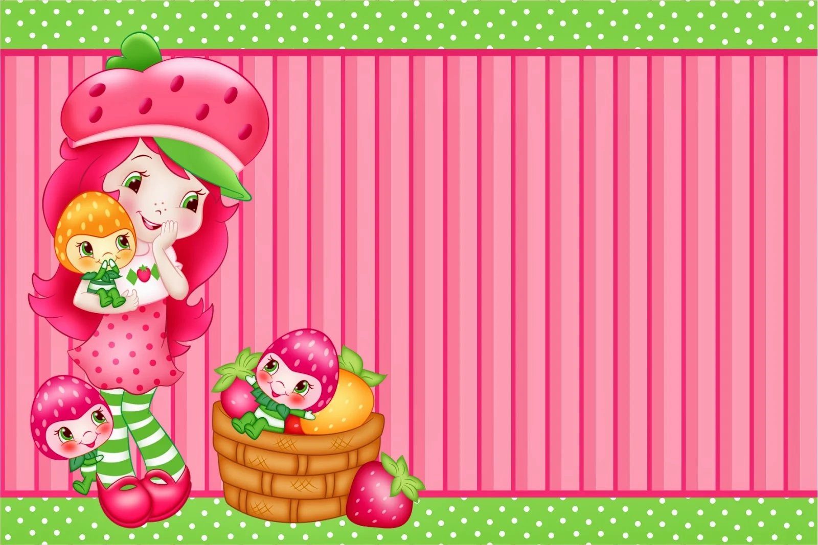 Strawberry Shortcake free printable invitation, card, bunting or candy bar label.