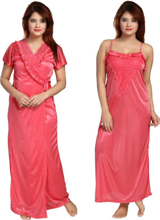 Be You  Women Nighty with Robe  (Pink)