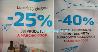 Logo Coop Alleanza 3.0: sconti del 40% e del 25% sui prodotti a marchio Coop