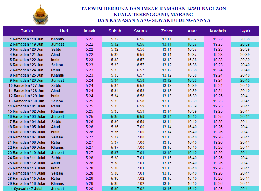 waktu zohor kuala terengganu