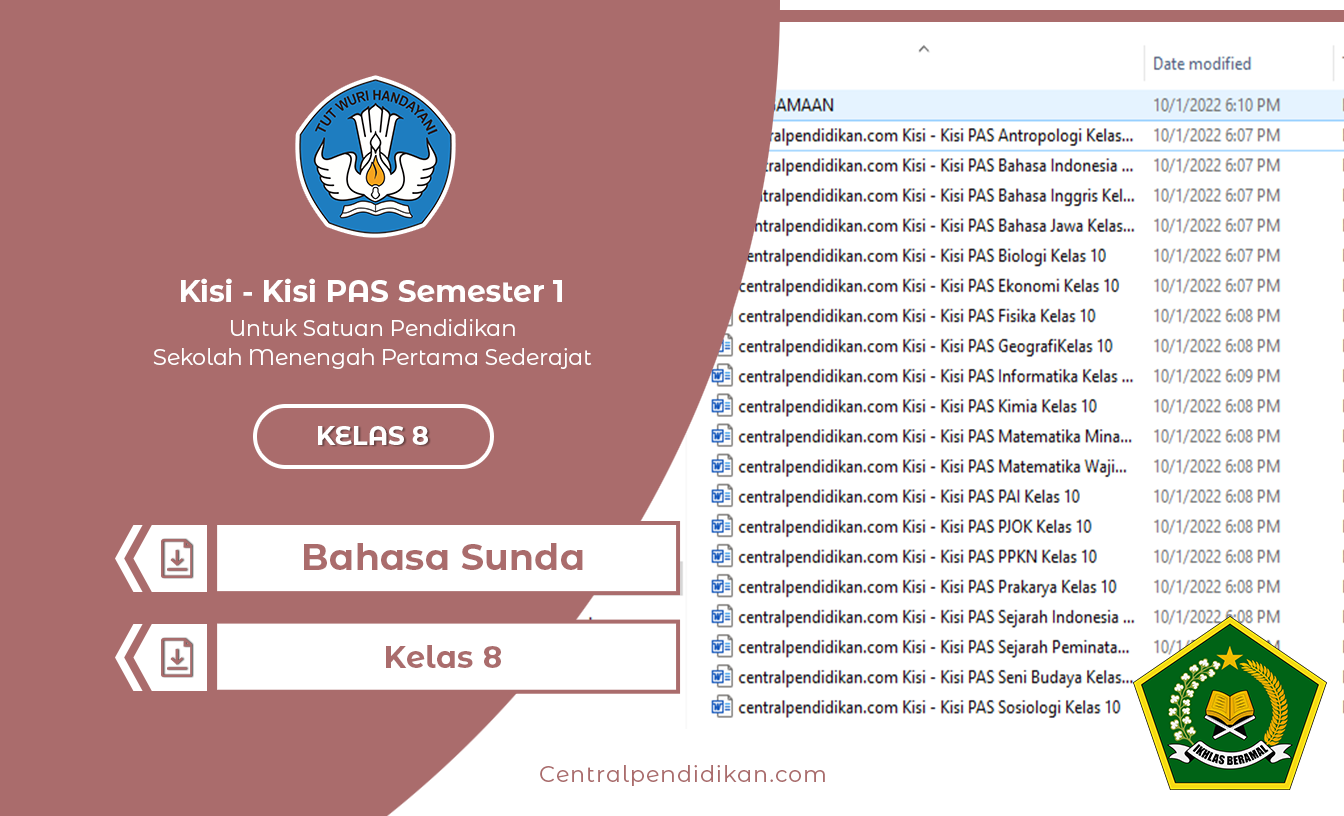 Kisi Kisi PAS Bahasa Sunda Kelas 8 Th 2022/2023 Semester 1