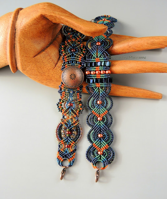 Colors of Autumn micro macrame bracelets by Sherri Stokey.