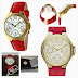 MICHAEL KORS WOMEN'S CAMILLE MULTI-FUNCTION RED LEATHER STRAP WATCH MK2321 ~ SOLD OUT!