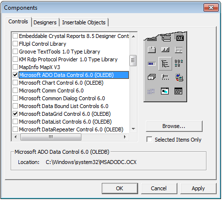 Cara Menampilkan DataGrid Dan Adodc Pada ToolBox di Visual Basic 6.0, Cara Menampilkan DataGrid Dan Adodc Pada ToolBox di Visual Basic 6.0, Adodc dan DataGrid , Label, TextBox, Frame, CommandButton, 