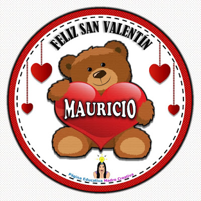 Carteles con nombres por el Día de San Valentín - Nombre Mauricio