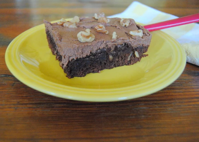 Frosted Fudge Walnut Brownies at Miz Helen's Country Cottage