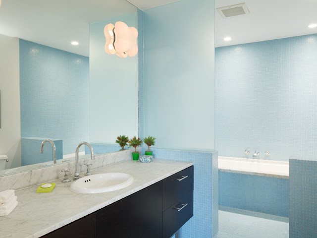 Picture of beautiful soft blue bathroom