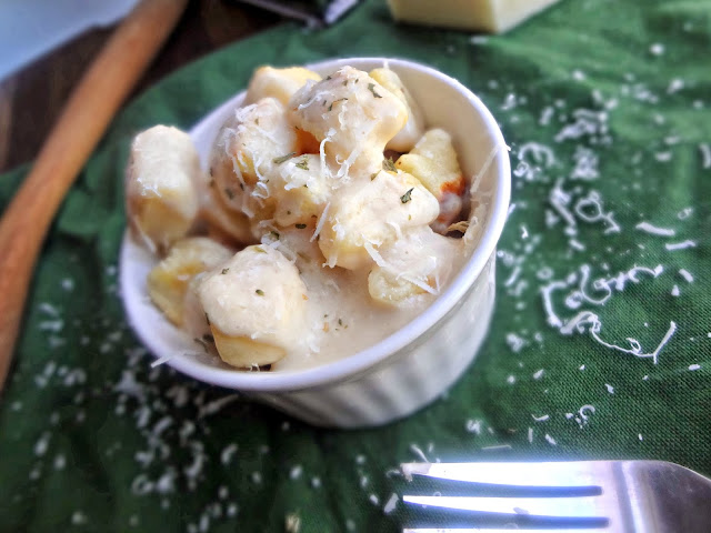 Toasted Ricotta Gnocchi with Parmesan Truffle Cream Sauce