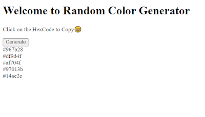 Random Hex Color Generator Using HTML,CSS and JavaScript