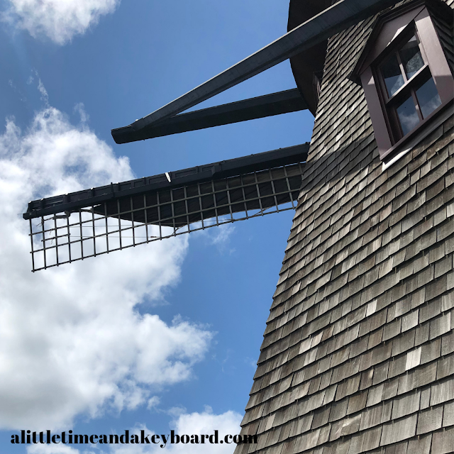 Stepping outside on a balcony gave us a unique look at the sails of the windmill at Fabyan Windmill.