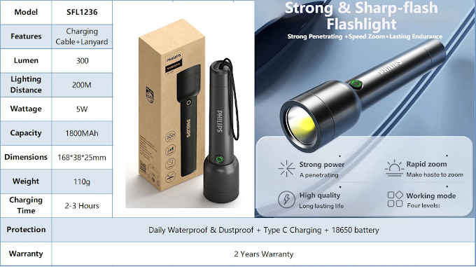 A Reliable and Bright Outdoor Light: Philips SFL1236 LED Rechargeable Flashlight