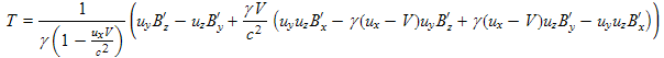 one set of terms in the Lorentz force matrix