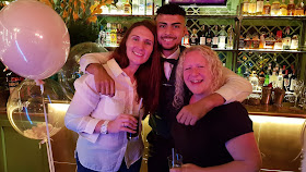 Myself and sim with barman smiling at Pandora event The Ivy Manchester November 2019