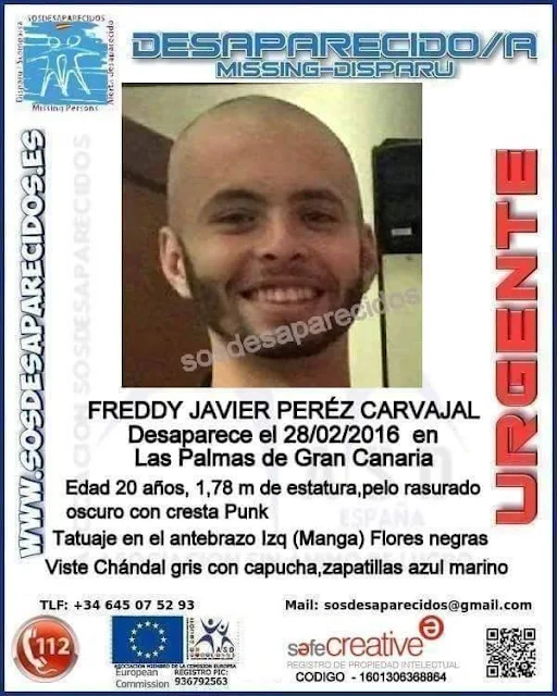 Freddy Javier Pérez Carvajal, joven desaparecido en Las Palmas de Gran Canaria