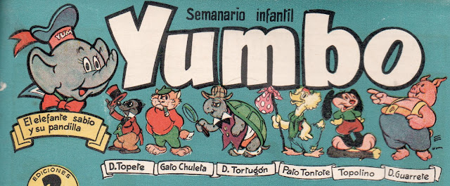 Encabezado de las primeras portadas de Yumbo, con personajes recurrentes