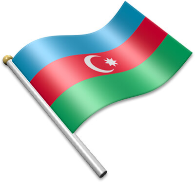 The Azerbaijani flag on a flagpole clipart image