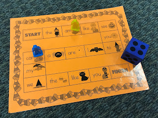 Halloween Sight Word Game Board, www.justteachy.com