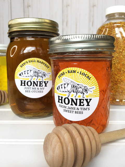 Custom Queen Bee honey bottle labels