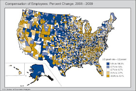 compensation gains and losses, by county, BEA, 2009
