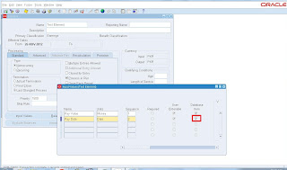 Why is the 'Database Item' of type 'DATE' not created when saving a element in Oracle Payroll