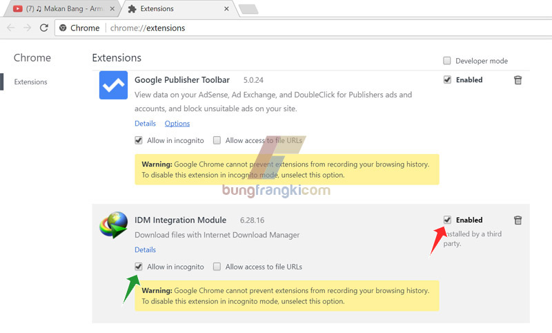 mengatasi tombol IDM tidak muncul di Chrome