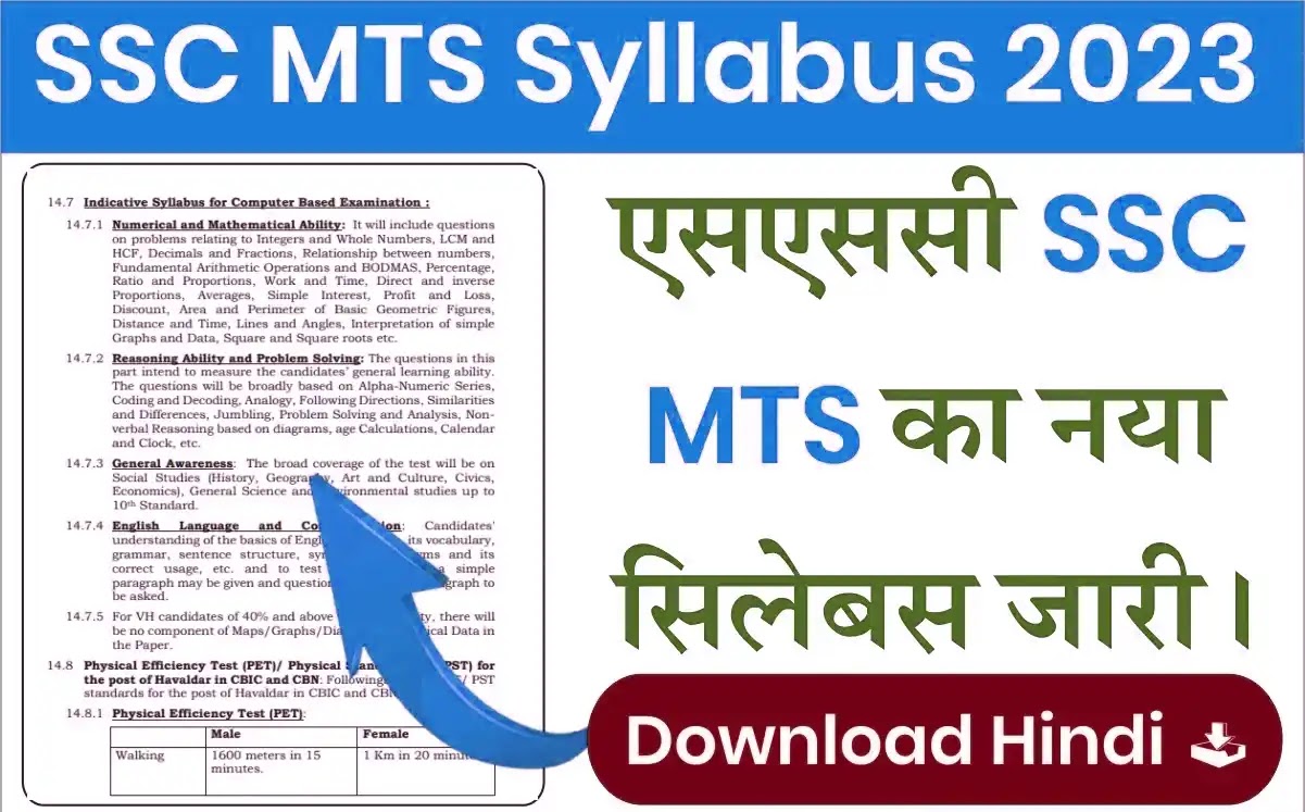 SSC MTS Havaldar Syllabus 2023 : सिलेबस (Updated)