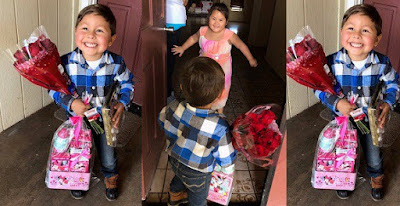 Moment when a cute Little boy took Valentine presents to his ‘girlfriend’