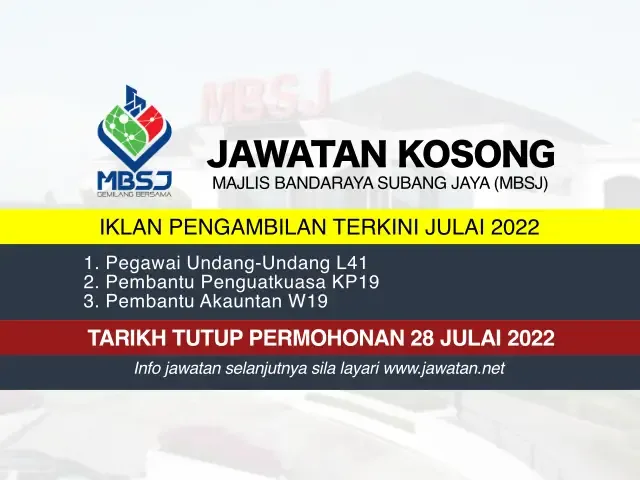 Jawatan Kosong MBSJ Julai 2022