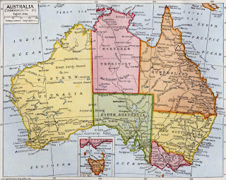 Australia - harta gjeografike të Australisë 