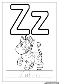 zebra coloring page, alphabet coloring page, letter z coloring