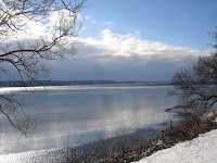 Partly-frozen Lake Consecon looking west