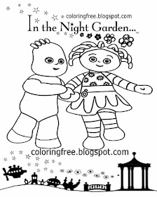 Upsy Daisy and Igglepiggle in the night garden colouring pictures basic creative things to draw out