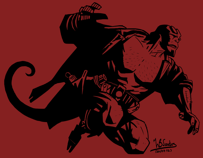 Ink drawing of Hellboy, using Krita 2.5 Alpha.