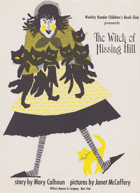 Children's Books, Illustration, Mid Century Modern, My Retro Reads, Vintage, Picture Books, Janet McCaffery, Mary Calhoun, Witch, Halloween, Black Cat