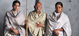 Dr Shikaripura Krishnamurthy as Mahatma Gandhi in Koormavatara Kannada Film