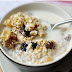 Oatmeal with whole milk and walnuts