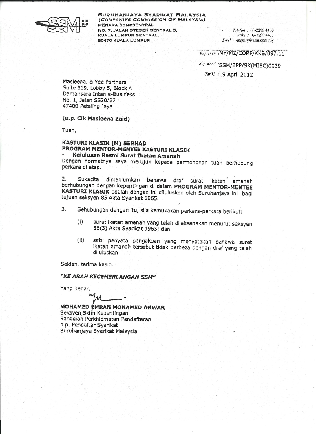 Contoh Surat Rasmi Dari Syarikat - Contoh Blue