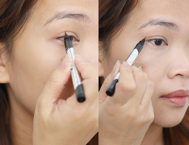 a photo on how to use Kate Double Eyelid Remake Liner