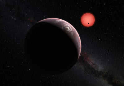 Ilustração do planeta TRAPPIST-1e
